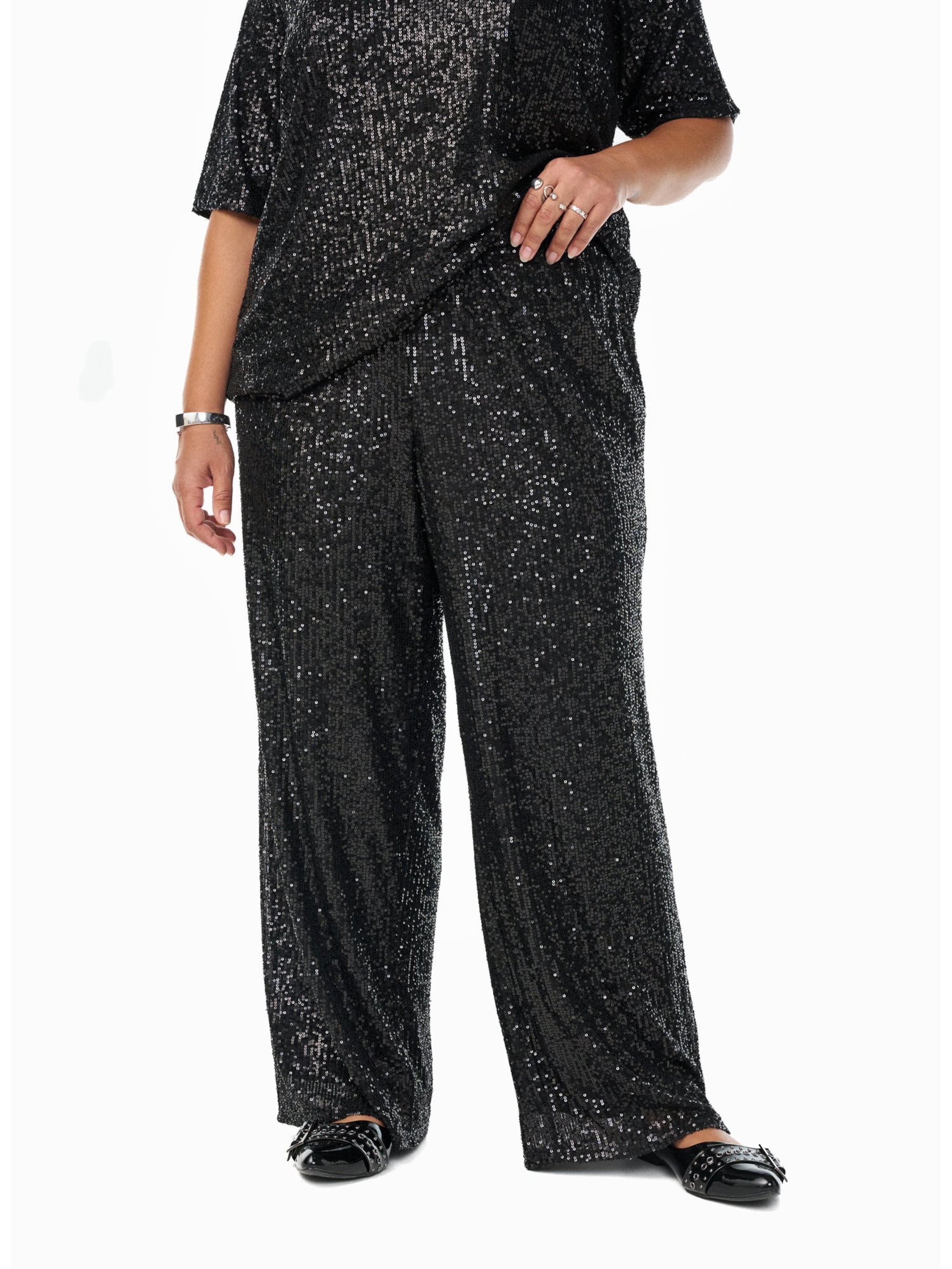 Regular Pantaloni 'MLINA' de la Zizzi pe negru: față