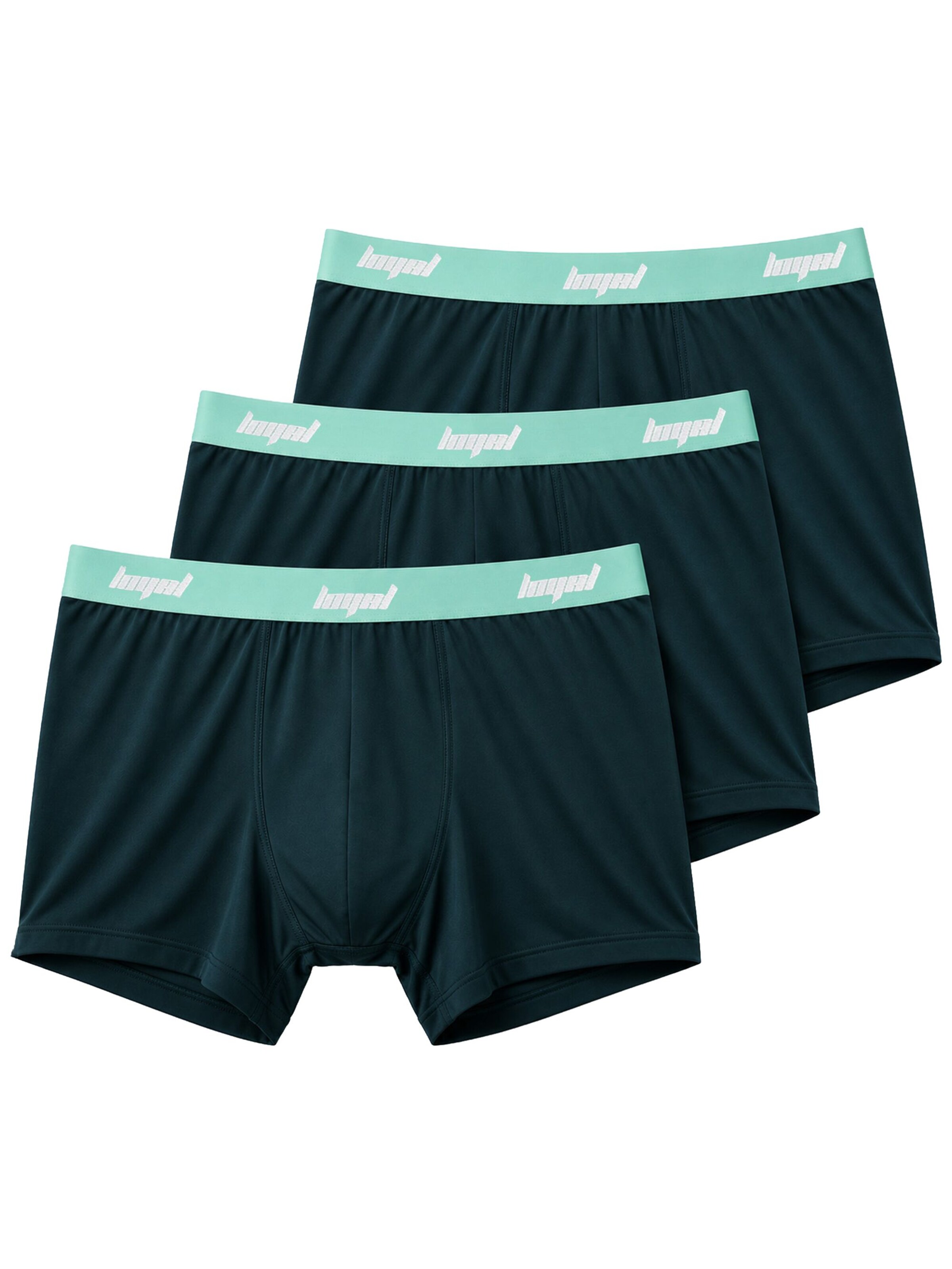loyal 3er-Pack Boxershorts in Slim Fit in Grün: Vorderseite