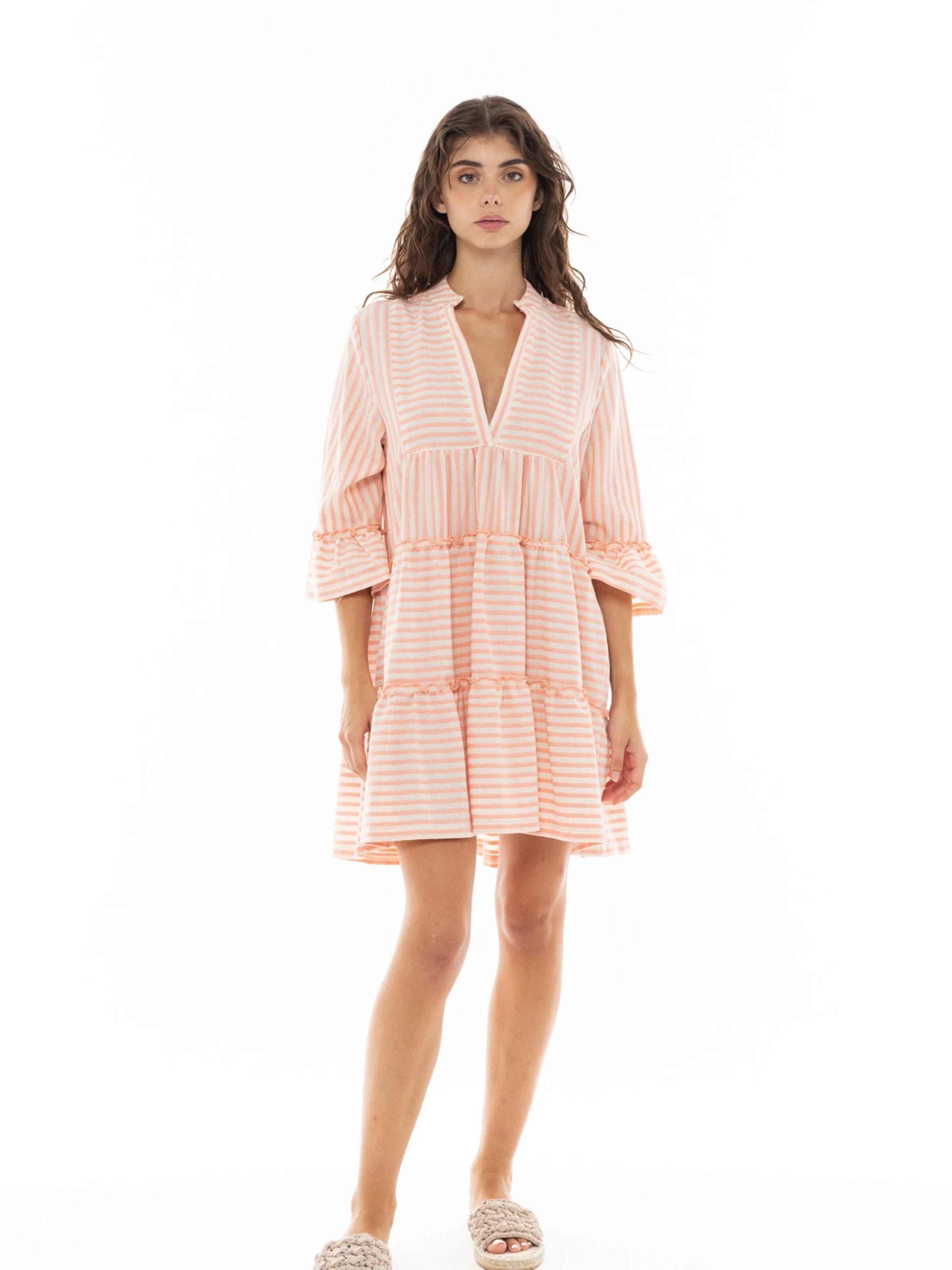 Pink Label Zomerjurk 'BEACHWEAR STRIPE PAL' in Oranje: voorkant