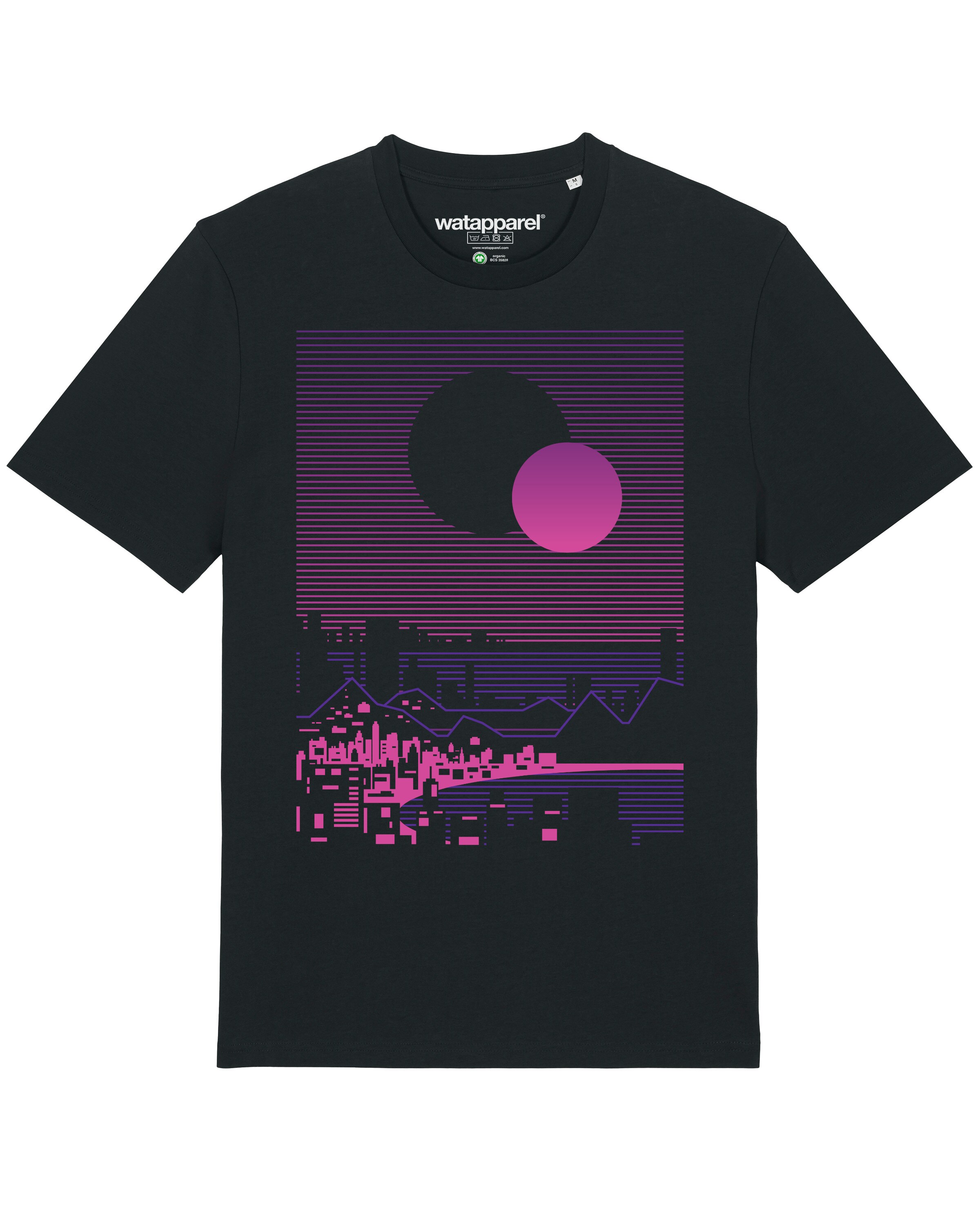T-Shirt ' Sun and Moon Skyline ' Watapparel en noir : devant
