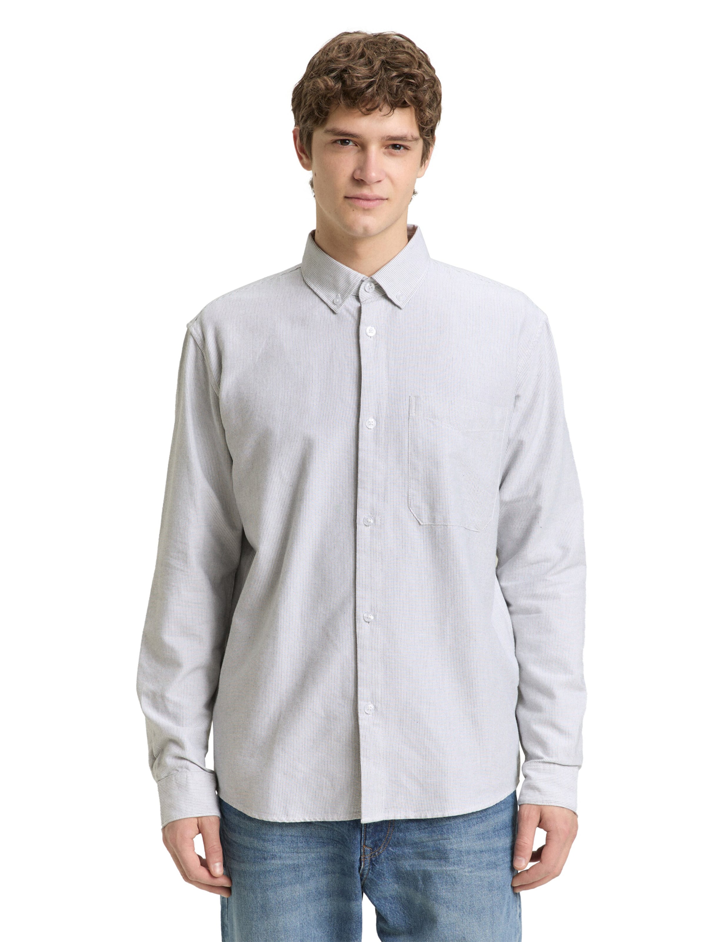 TOM TAILOR DENIM Comfort fit Overhemd in Grijs: voorkant