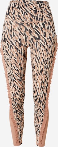 ADIDAS PERFORMANCE Skinny Sportbroek 'Studio Clash Print' in Roze: voorkant