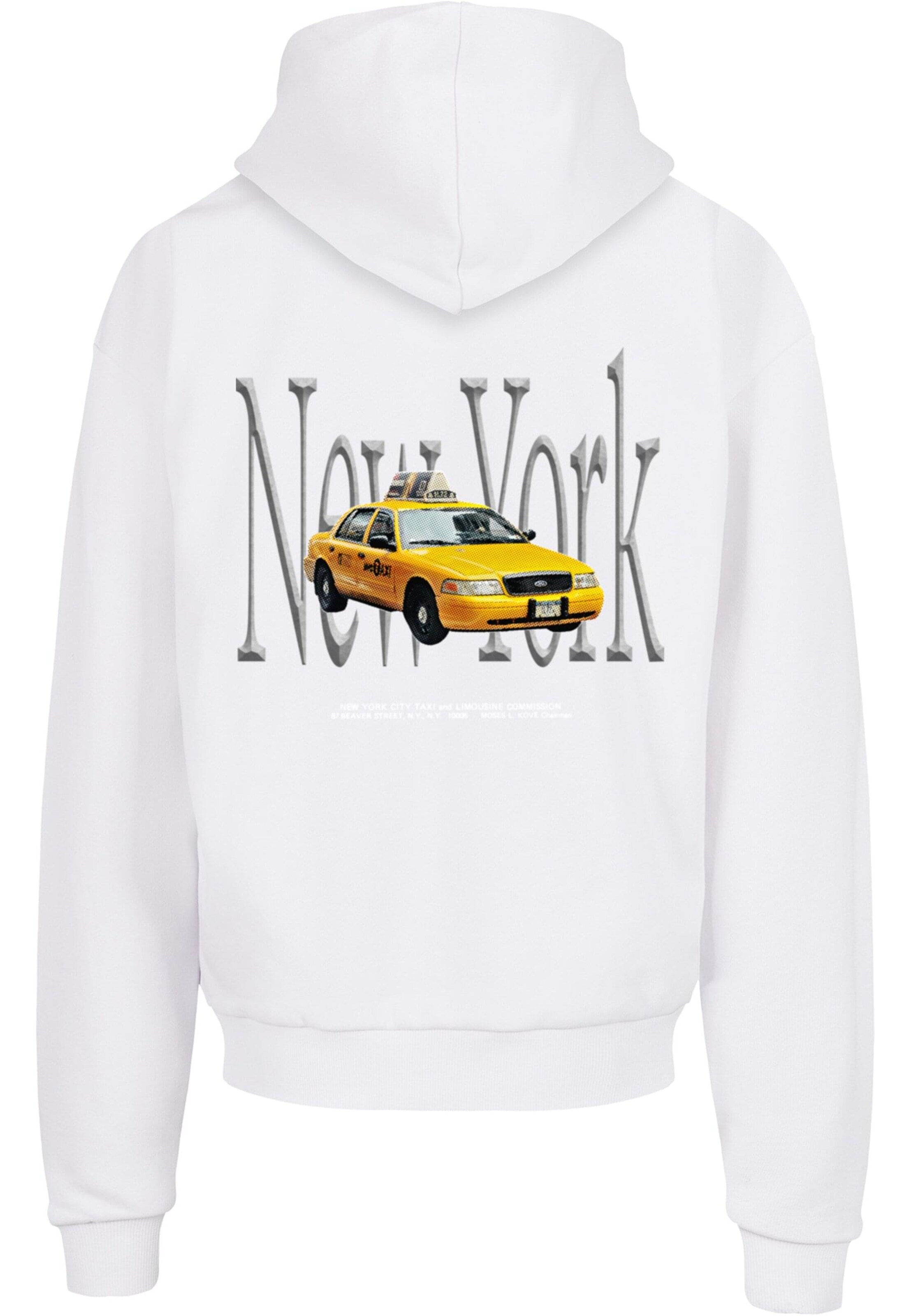 MT Upscale Μπλούζα φούτερ 'NY Taxi' σε λευκό: μπροστά