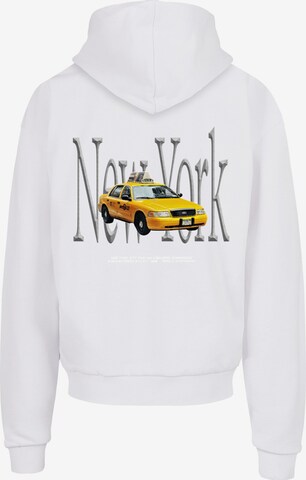 Felpa 'NY Taxi' di MT Upscale in bianco: frontale