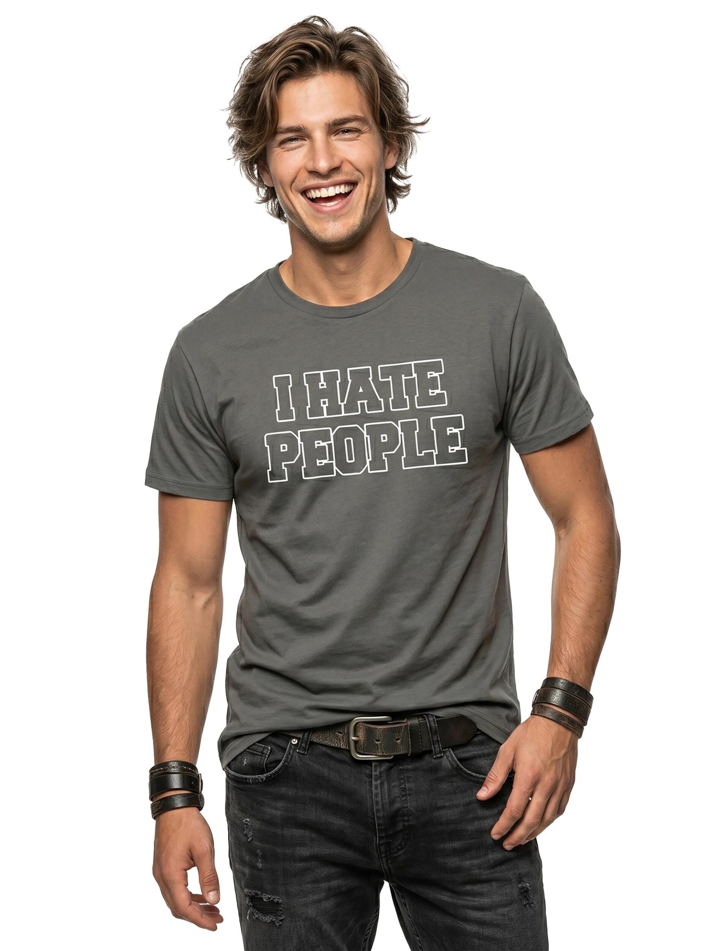 MAKAYA Shirt 'IHatePeople' in Grey