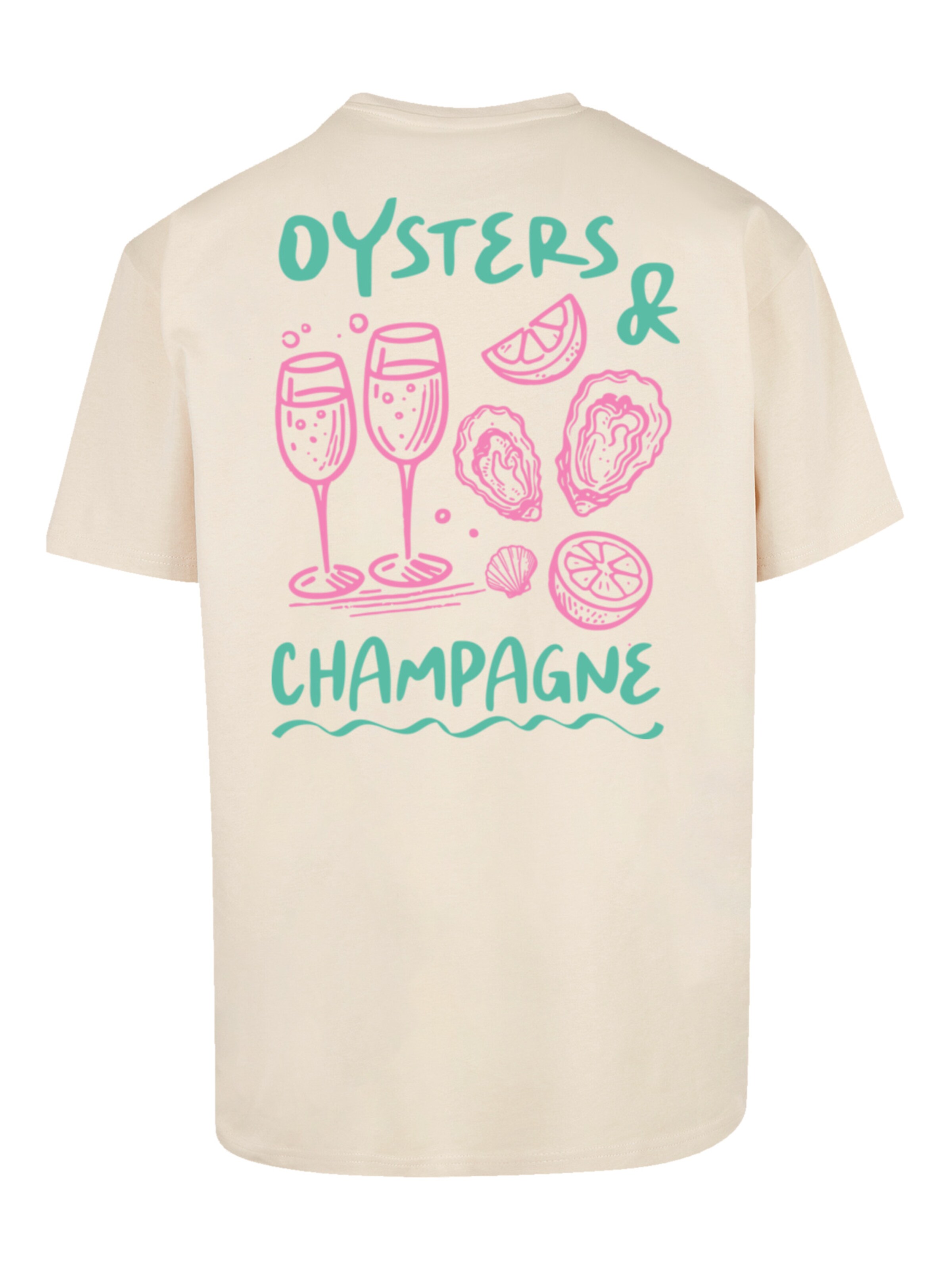 T-Shirt 'Oysters And Champagne' F4NT4STIC en beige