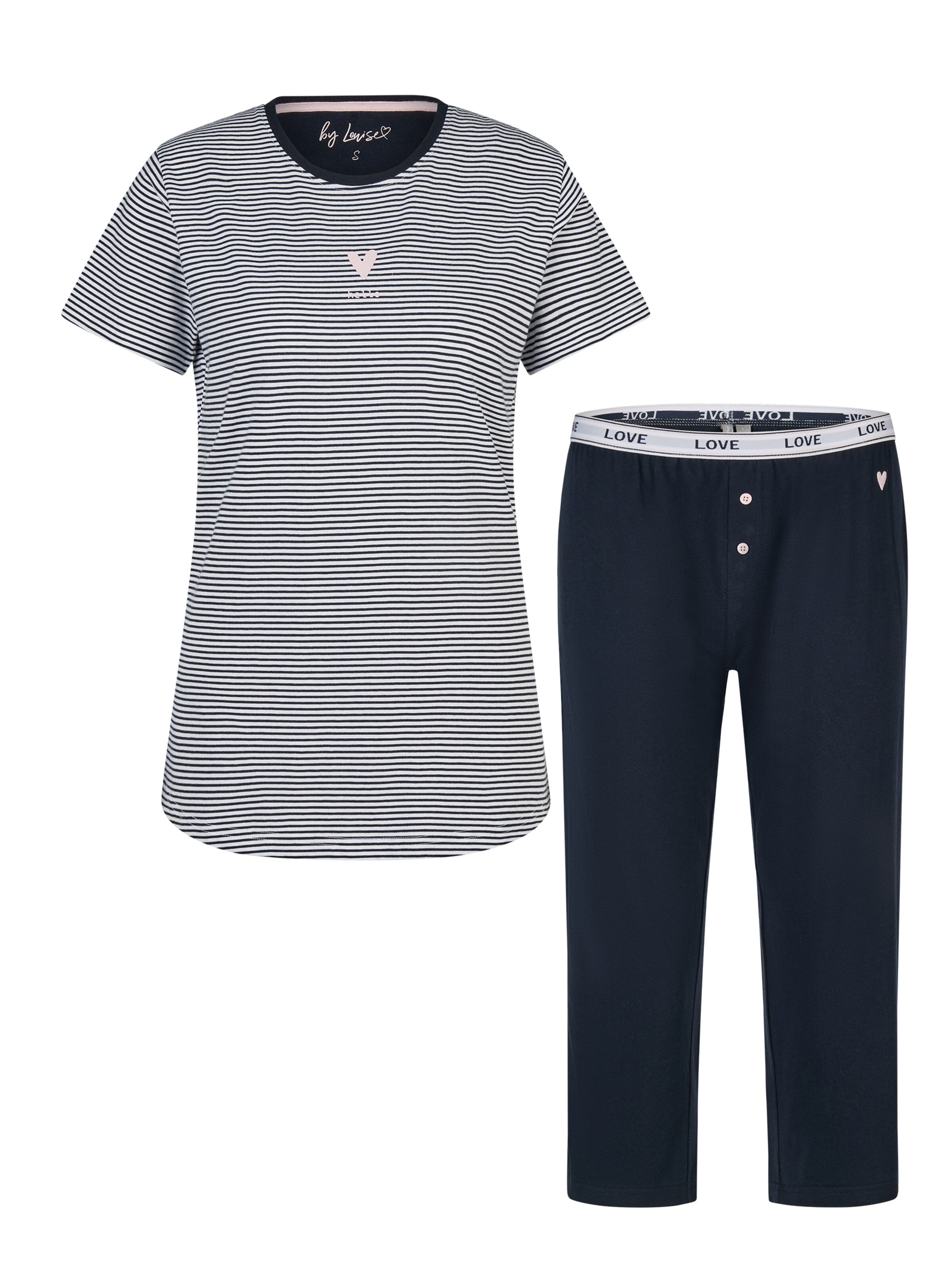 Pyjama 'By Louise Dames Korte Mouwen Capri Pyjama Set Lang' By Louise en bleu : devant