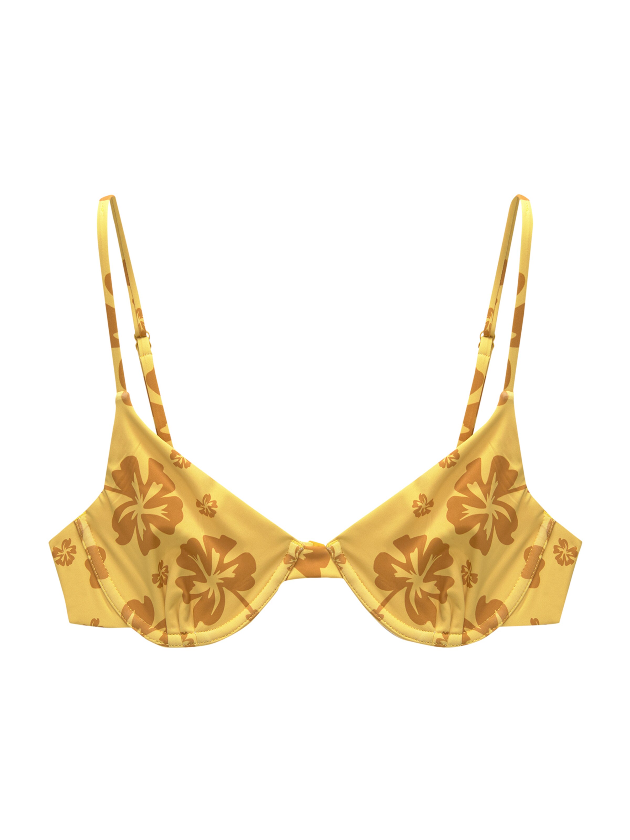 Pull&Bear T-shirt Bikinitop in Geel: voorkant