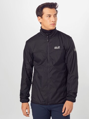 JACK WOLFSKIN Outdoorjacke 'JWP Wind' in Schwarz: predná strana