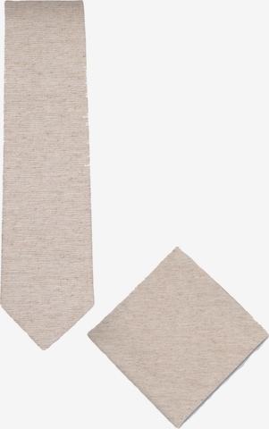 Real Guys Set Krawatte mit Einstecktuch in Beige: Vorderseite