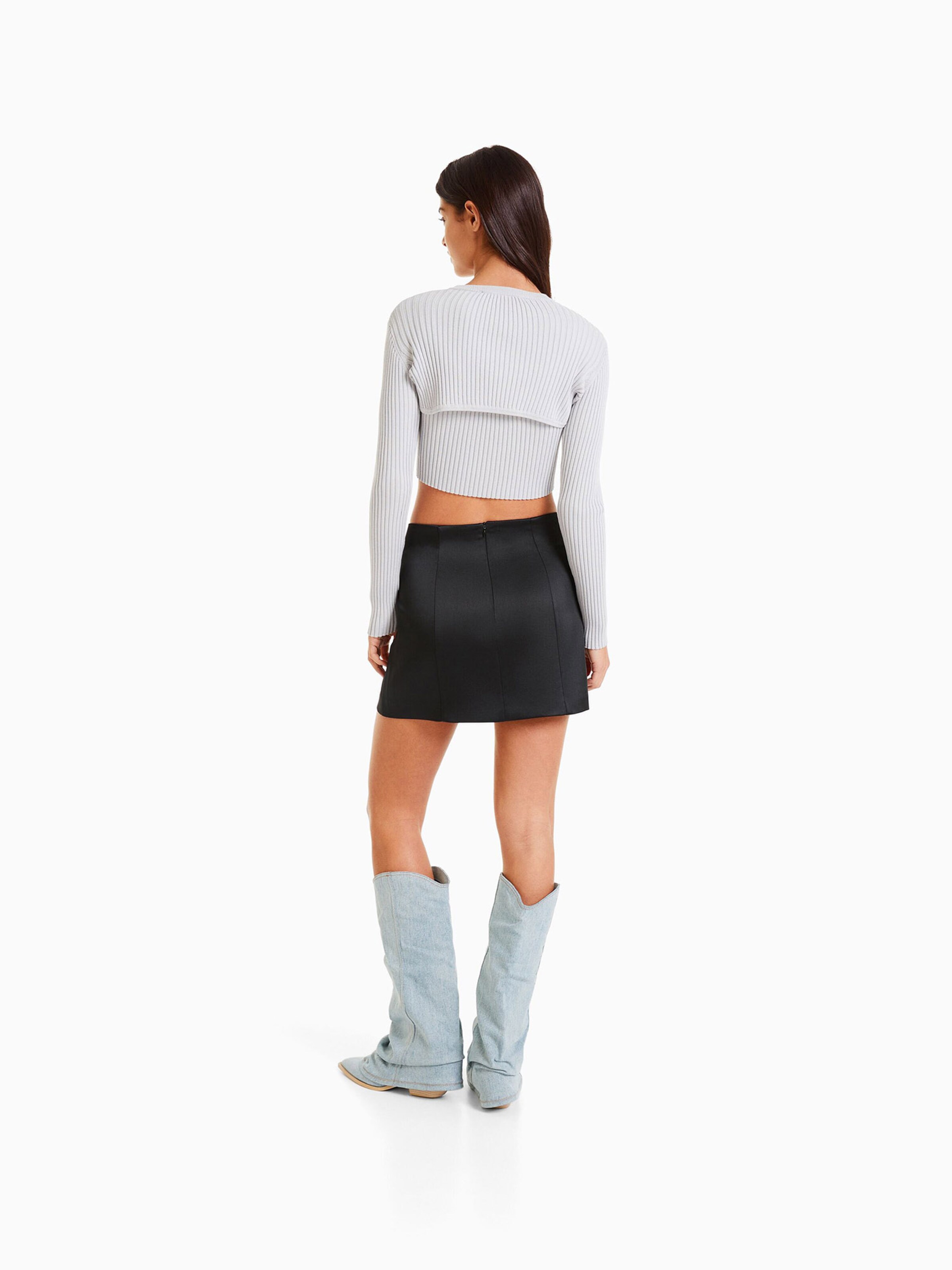 Bershka green cheap leather skirt