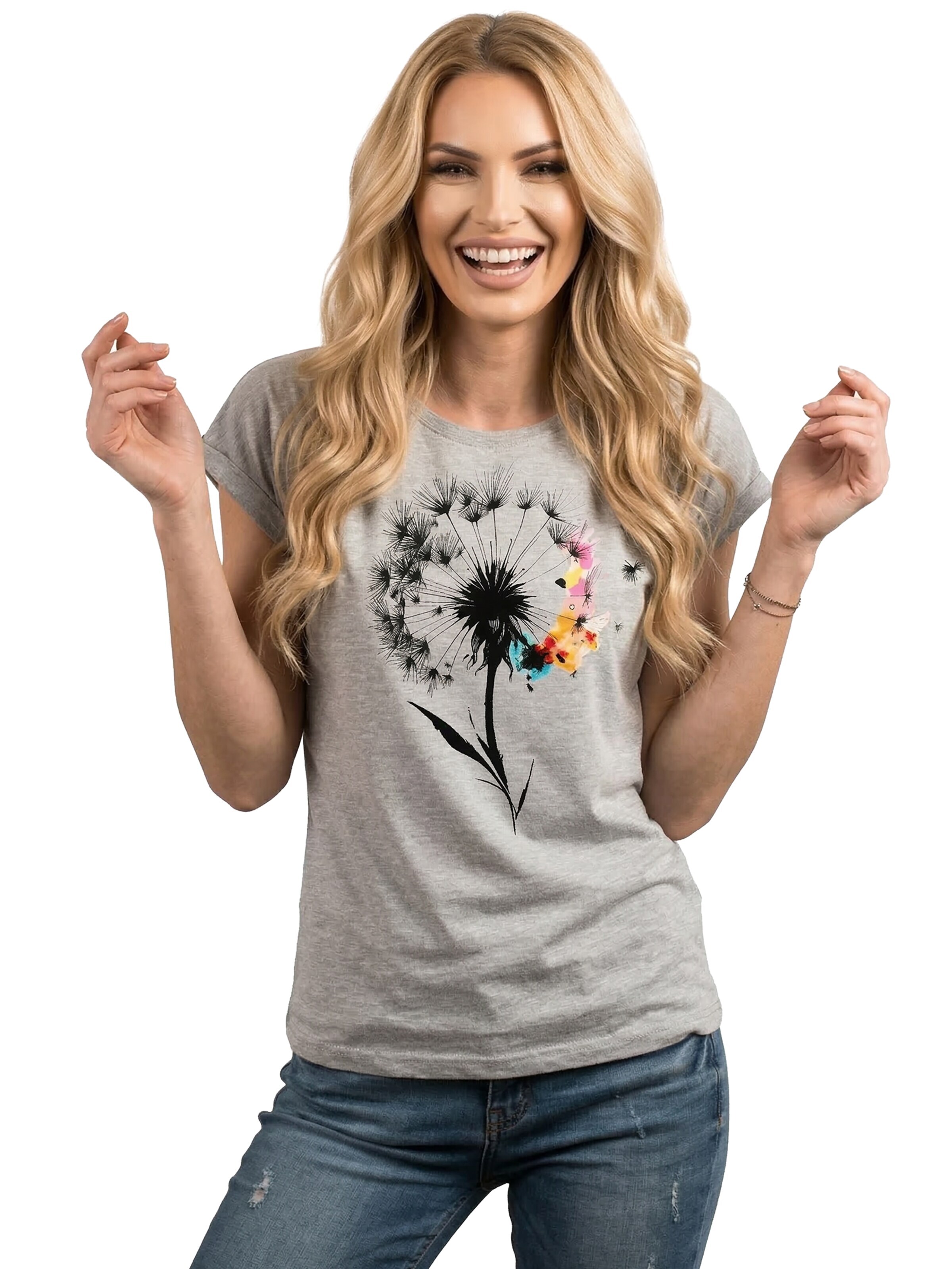 MAKAYA Shirt 'Pusteblume' in Grey