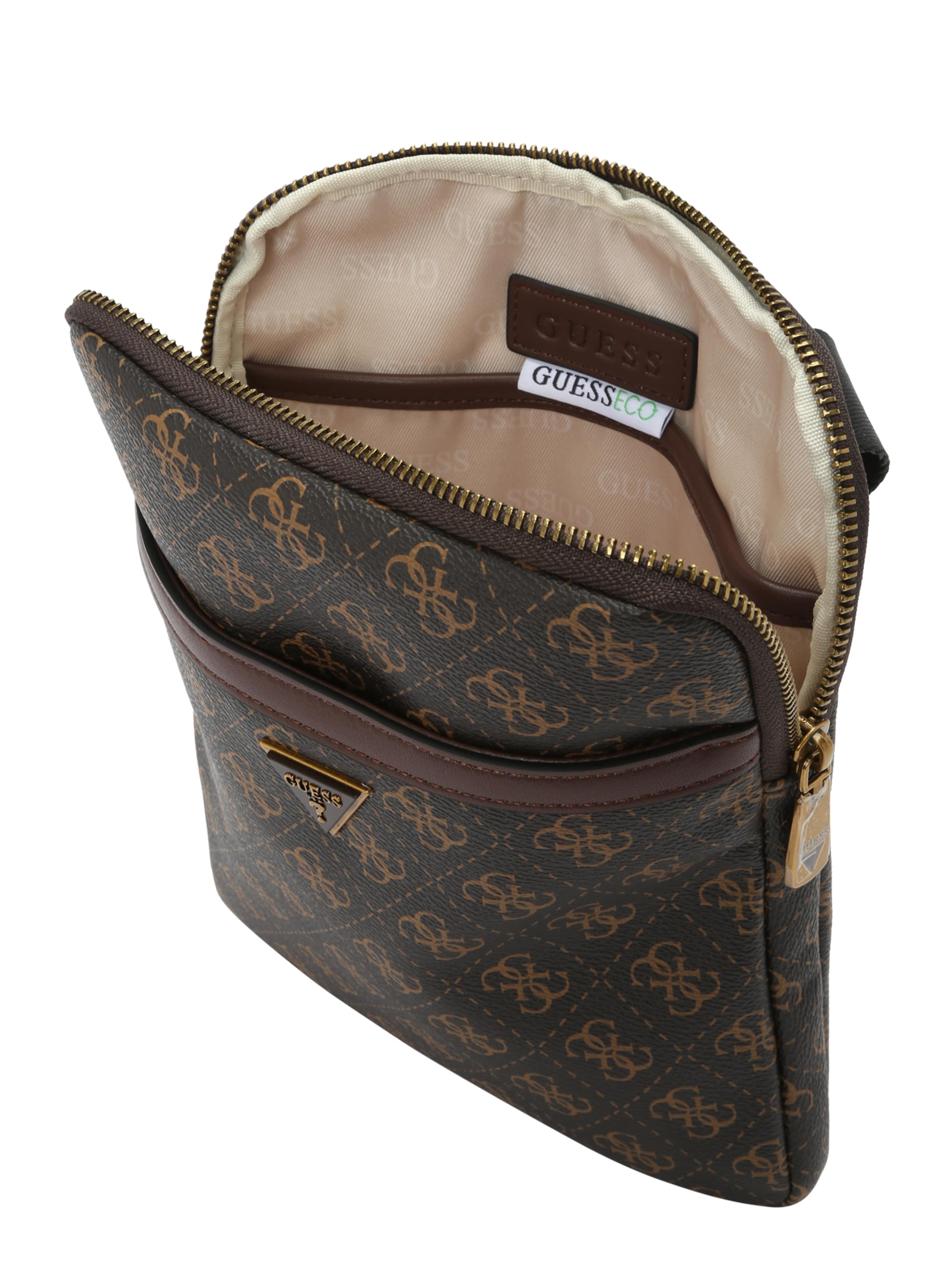 GUESS Skuldertaske 'MILANO CROSSBODY FLAT' i brun