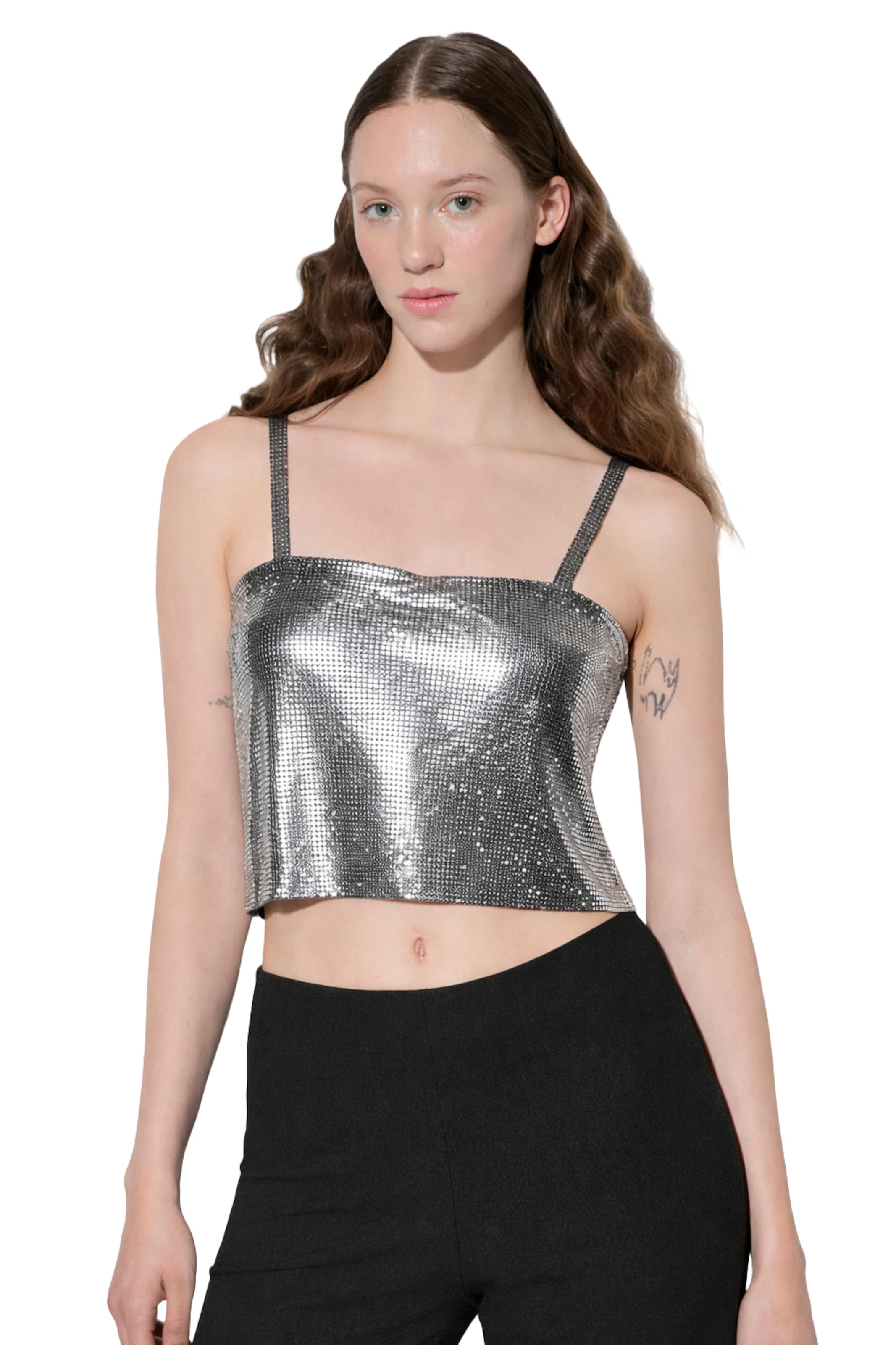 No Matter What Top in Silber: Vorderseite