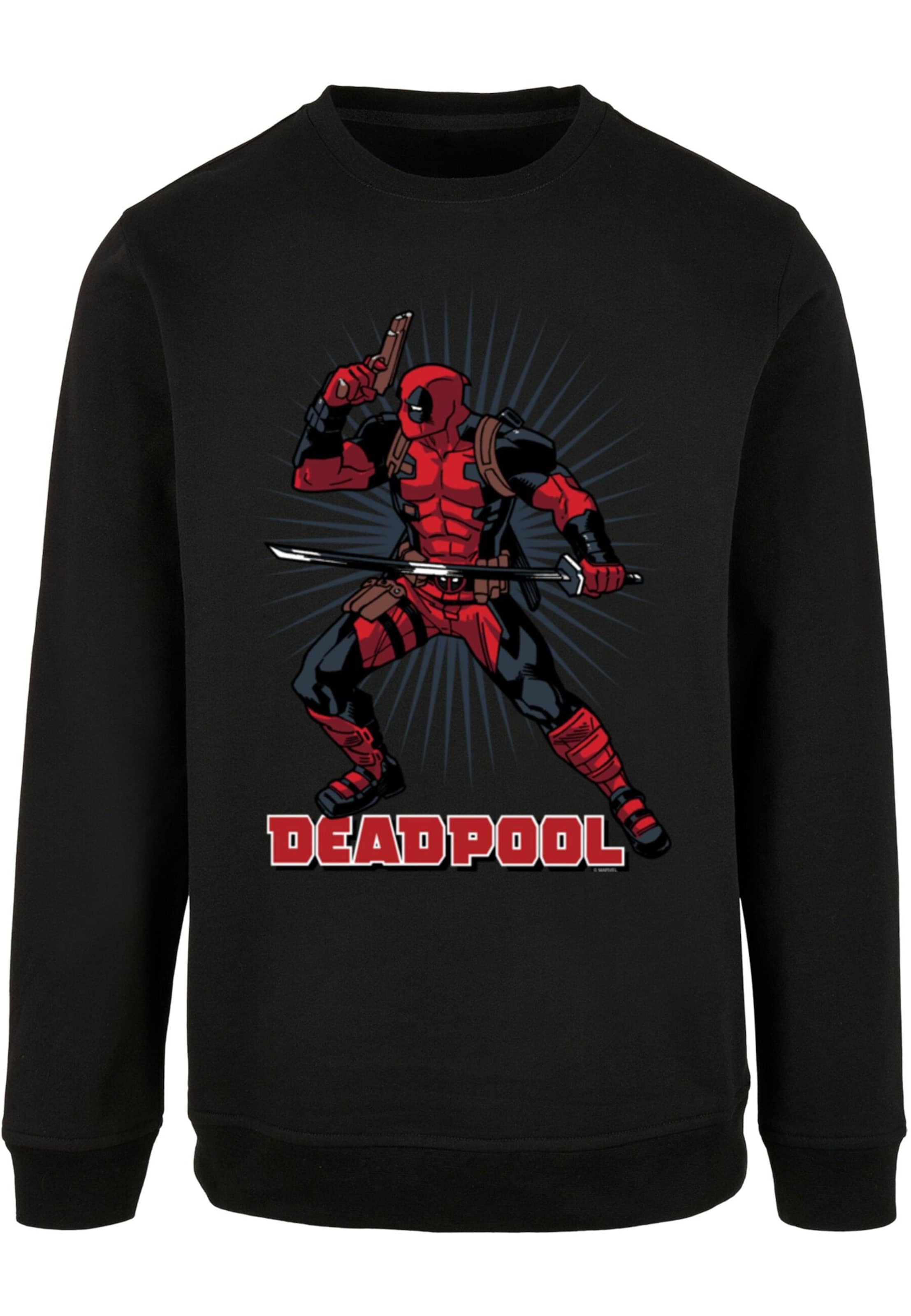 ABSOLUTE CULT Sweatshirt 'Deadpool - Gun Sword Burst' in Black: front