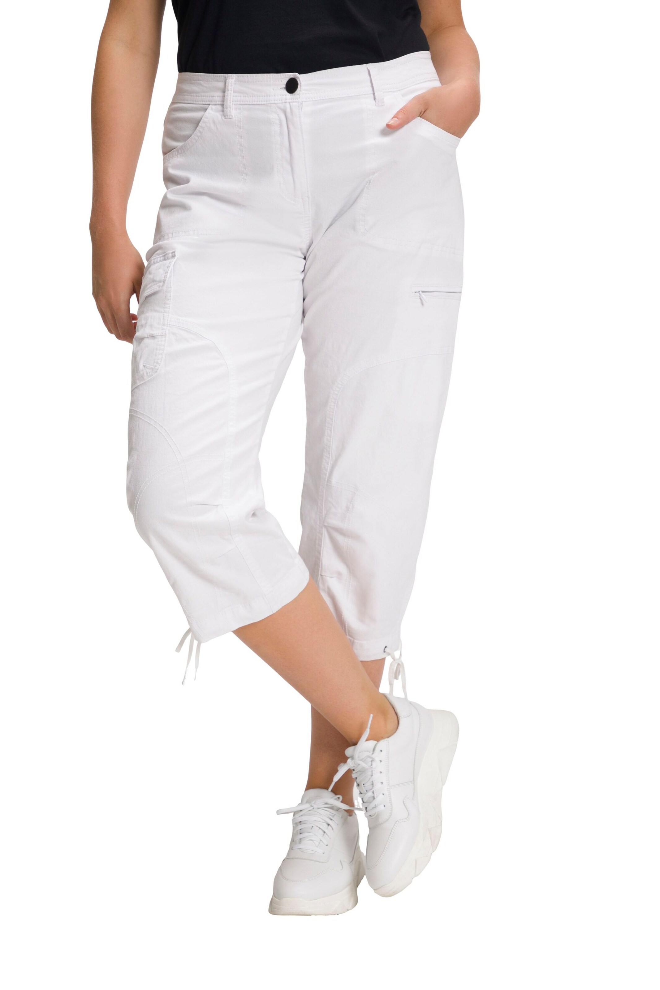 Ulla Popken Regular Cargo trousers in White: front