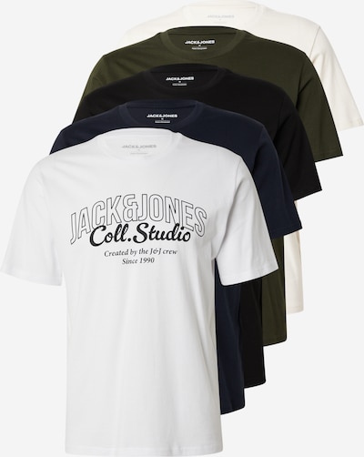 JACK & JONES T-Krekls 'JJMAKOTO', krāsa - bēšs / tumši zils / haki / melns / balts, Preces skats