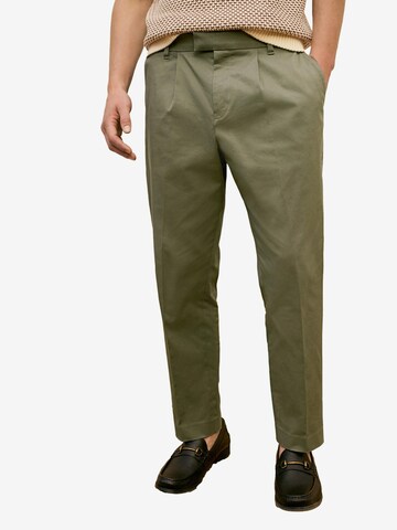 Next - Tapered Calças com pregas em verde: frente