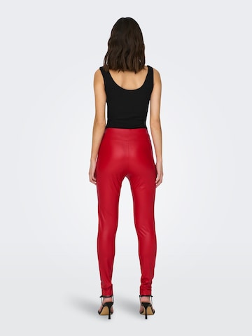 ONLY - Skinny Leggings 'PAPAYA' en rojo