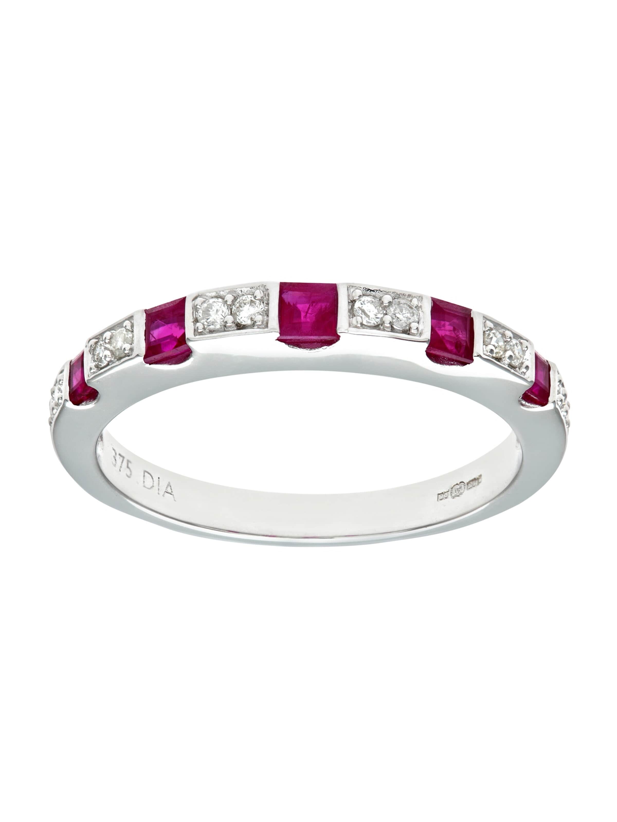DIAMANT LETERNEL Ring 'Eternity-Ring aus 375 Weißgold mit Diamant mit Rubin' in Silver: front