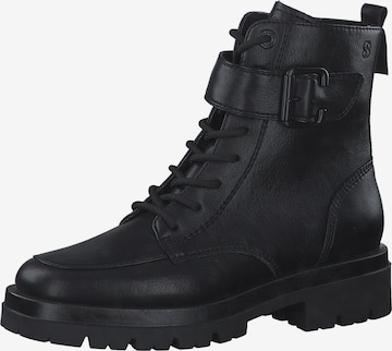 s.Oliver Lace-Up Ankle Boots in Black: front