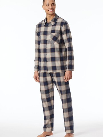 SCHIESSER Pyjama lang ' Selected Premium Warming ' in Beige: voorkant