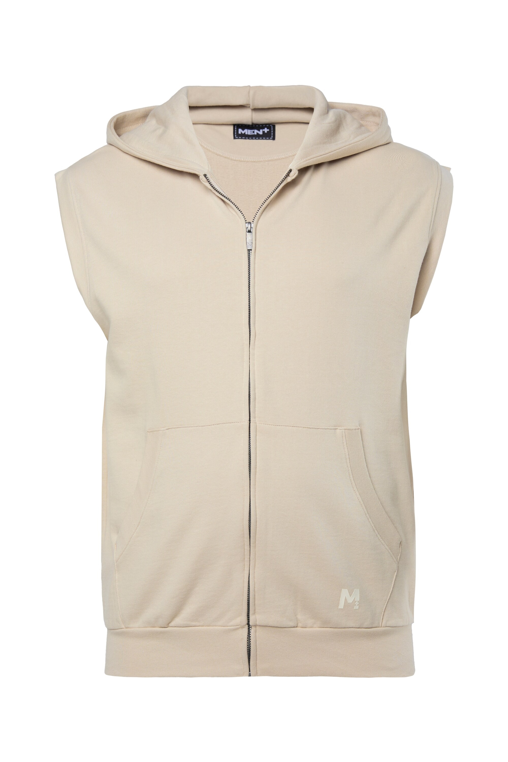 Men Plus Weste in Beige: Vorderseite