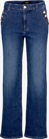 zero Slimfit Damen Jeans mit Zierknöpfen in Blau: Vorderseite