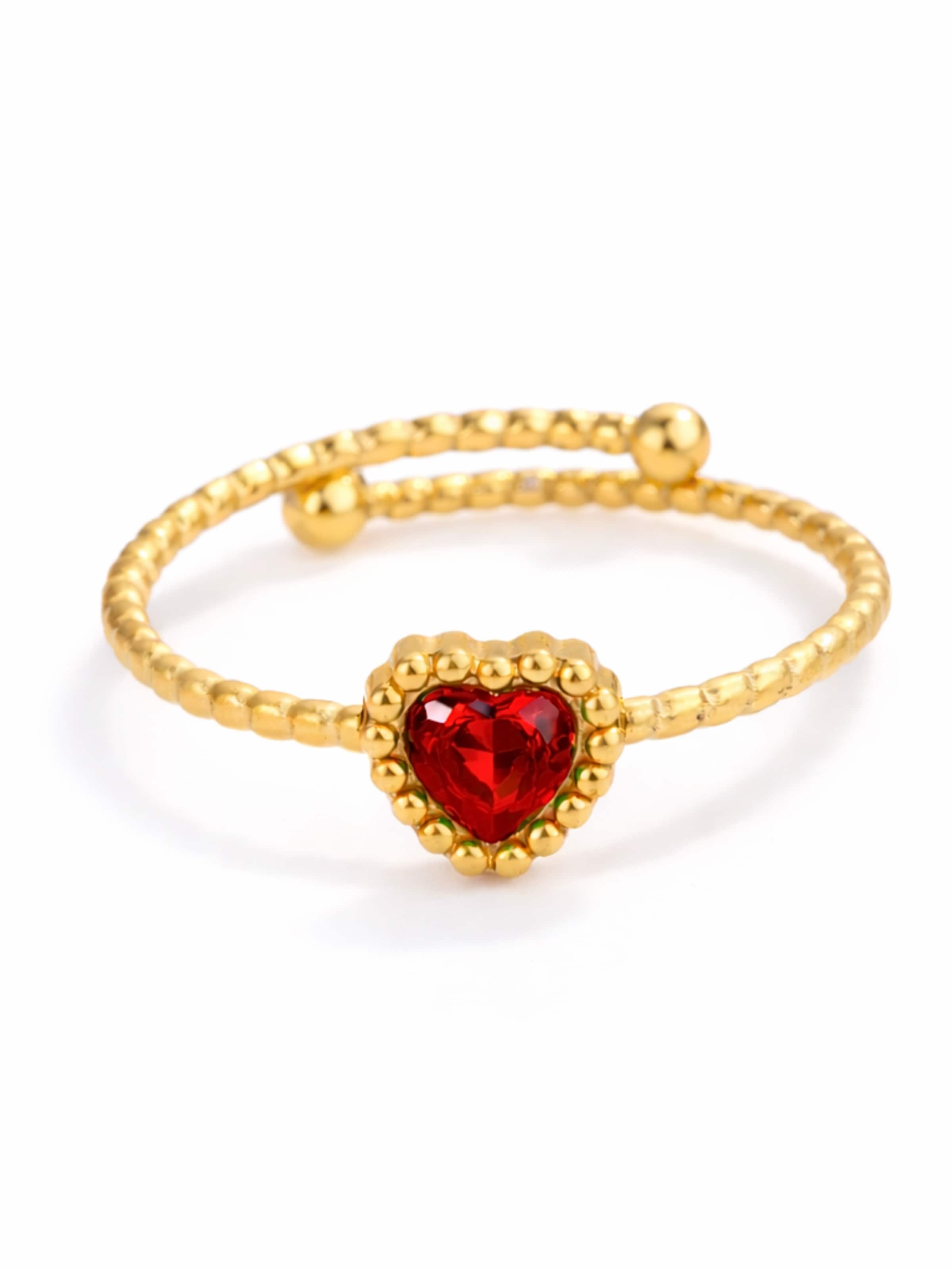 Pure Schmuck Ring 'Garden Heart Ring | Bridgerton' in Rot: Vorderseite