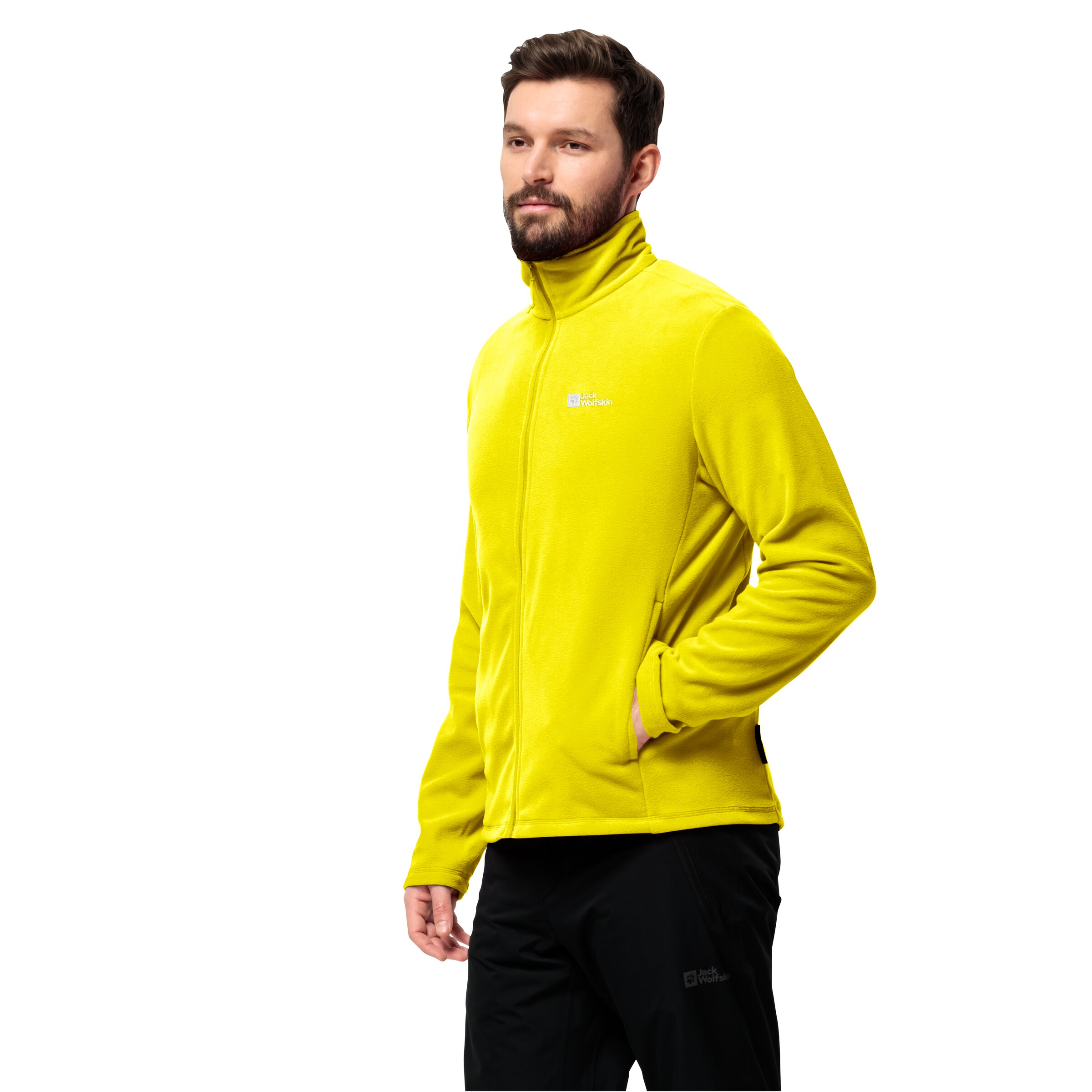 JACK WOLFSKIN Athletic Fleece Jacket 'Taunus' in Yellow: front