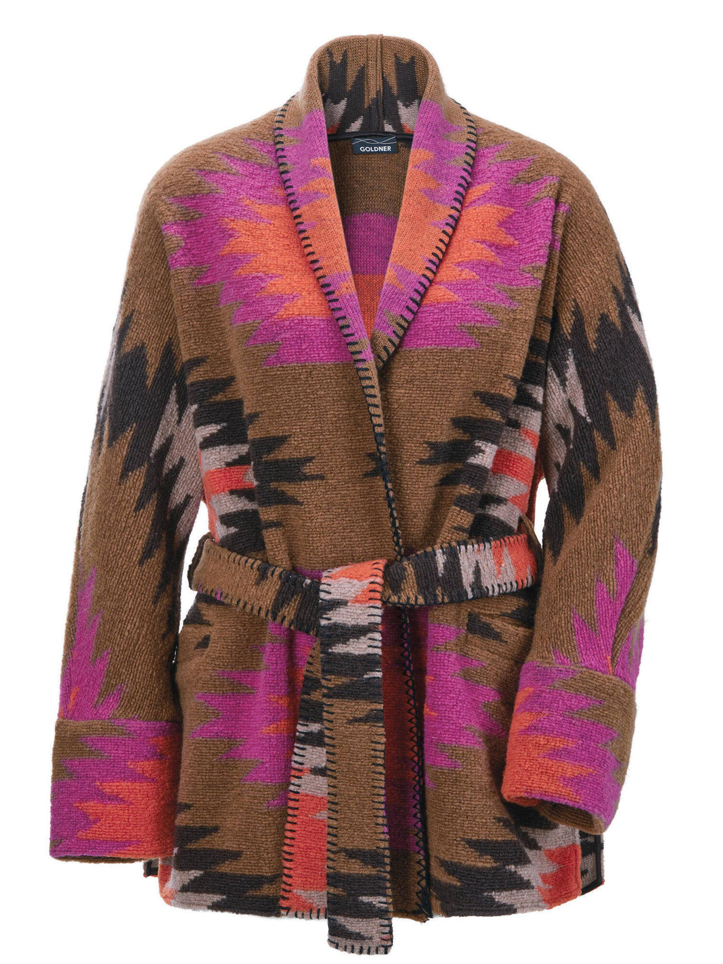 Goldner Strickjacke in Mischfarben: Vorderseite