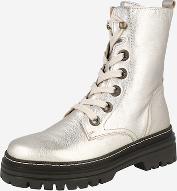 GABOR Lace-Up Ankle Boots in Silver: front