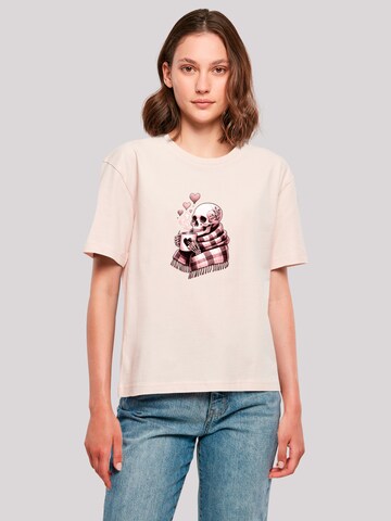 T-shirt 'Cozy Winter Skelett' F4NT4STIC en rose : devant