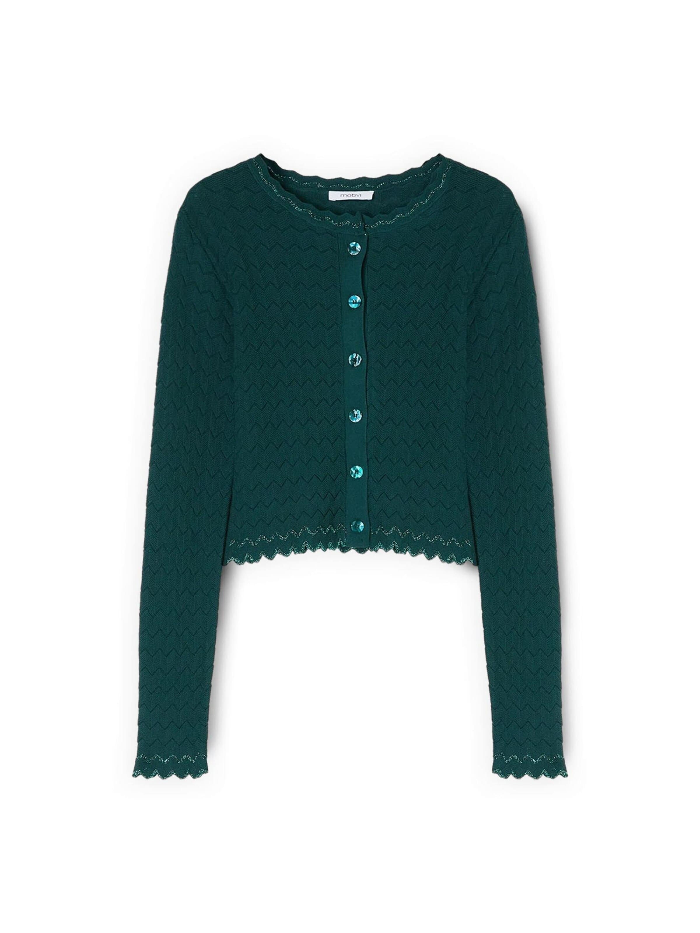 MOTIVI Knit cardigan in Green: front
