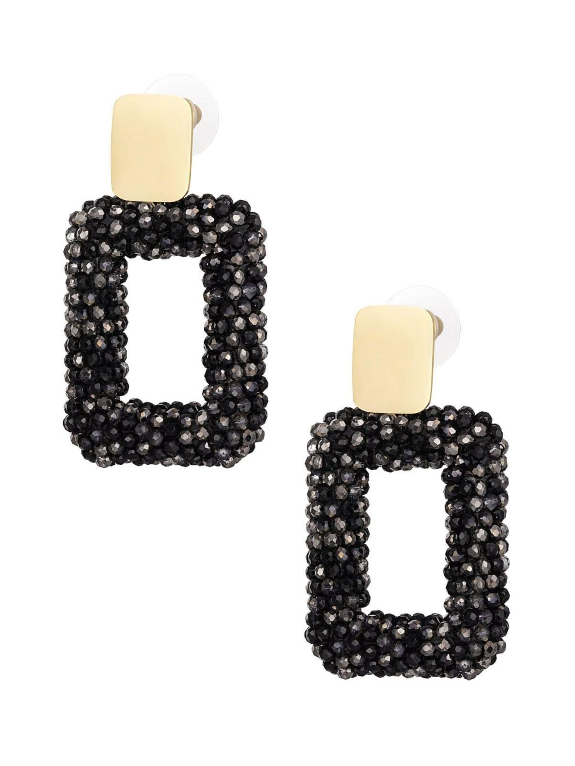 La Moda Me Earrings 'Giselle - Gold Plated Elegant' in Black: front