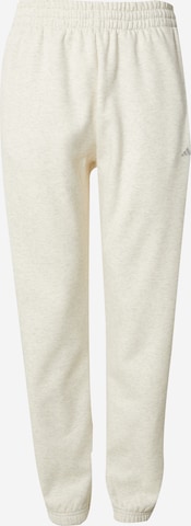 ADIDAS PERFORMANCE Tapered Workout Pants in Beige: front