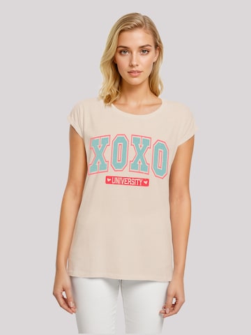 T-shirt 'Xoxo University Valentinstag' F4NT4STIC en beige : devant