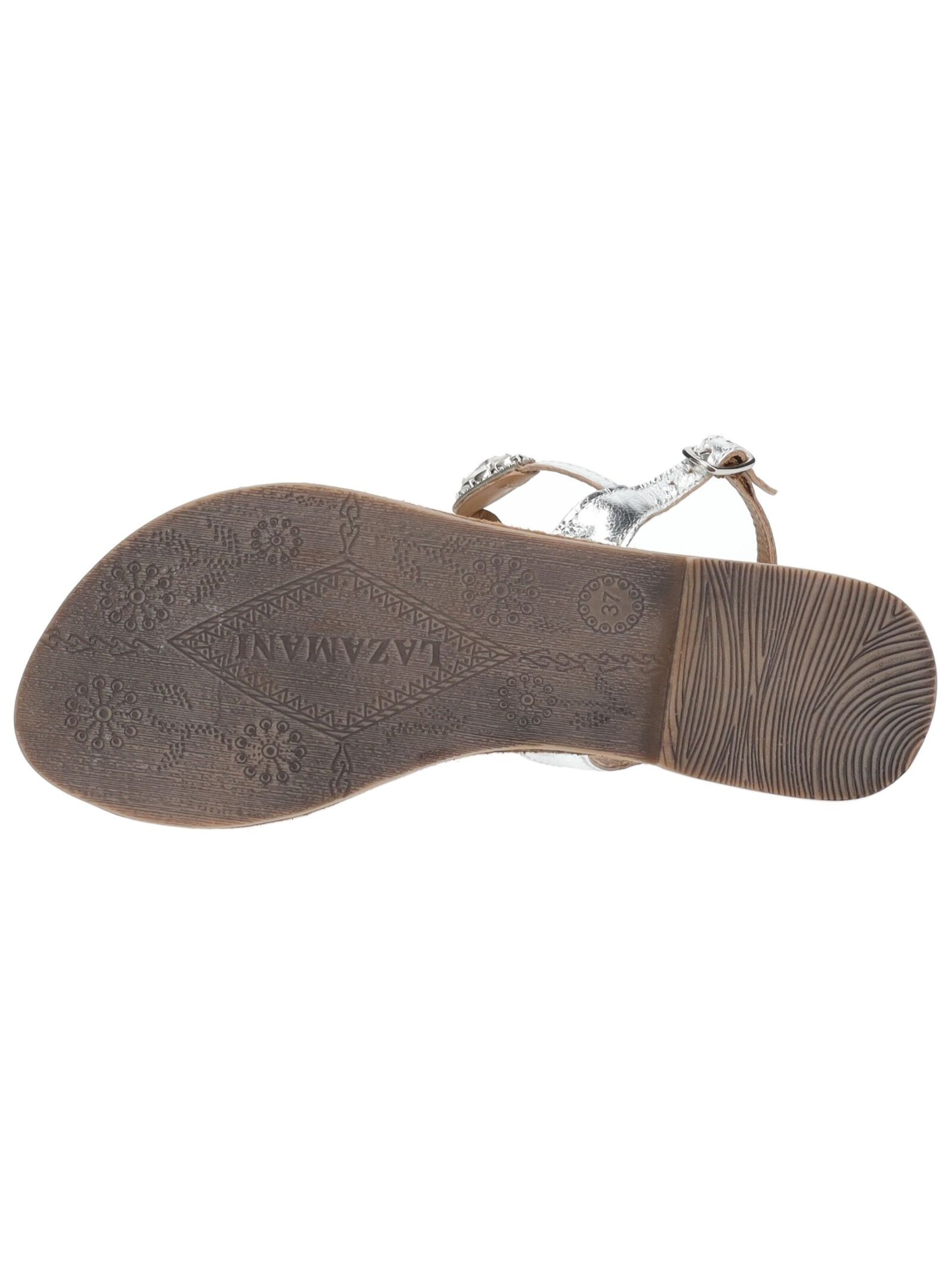 LAZAMANI T-Bar Sandals in Silver