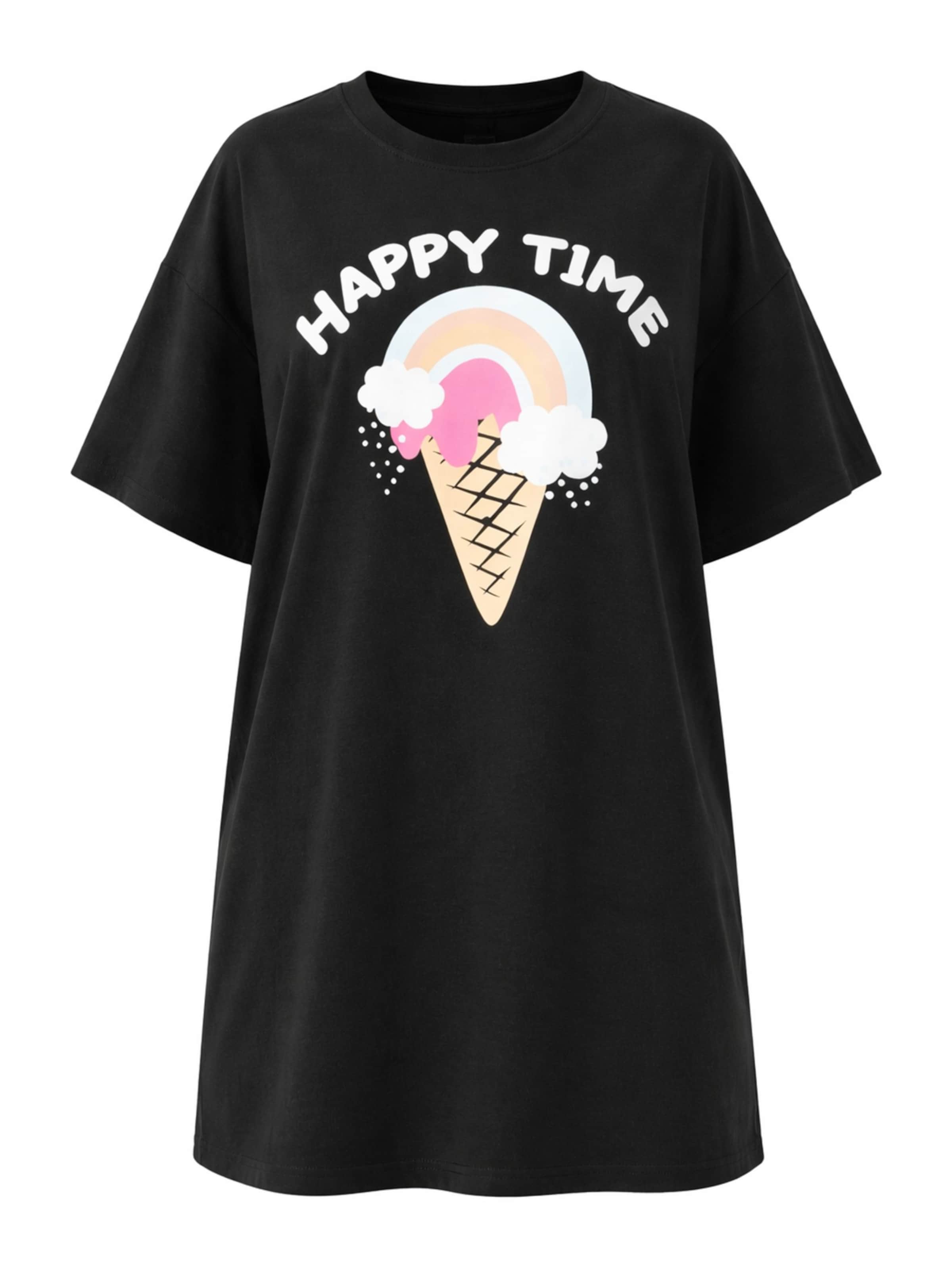 LEAFLETIC Oversizekleid‌ in Schwarz: Vorderseite