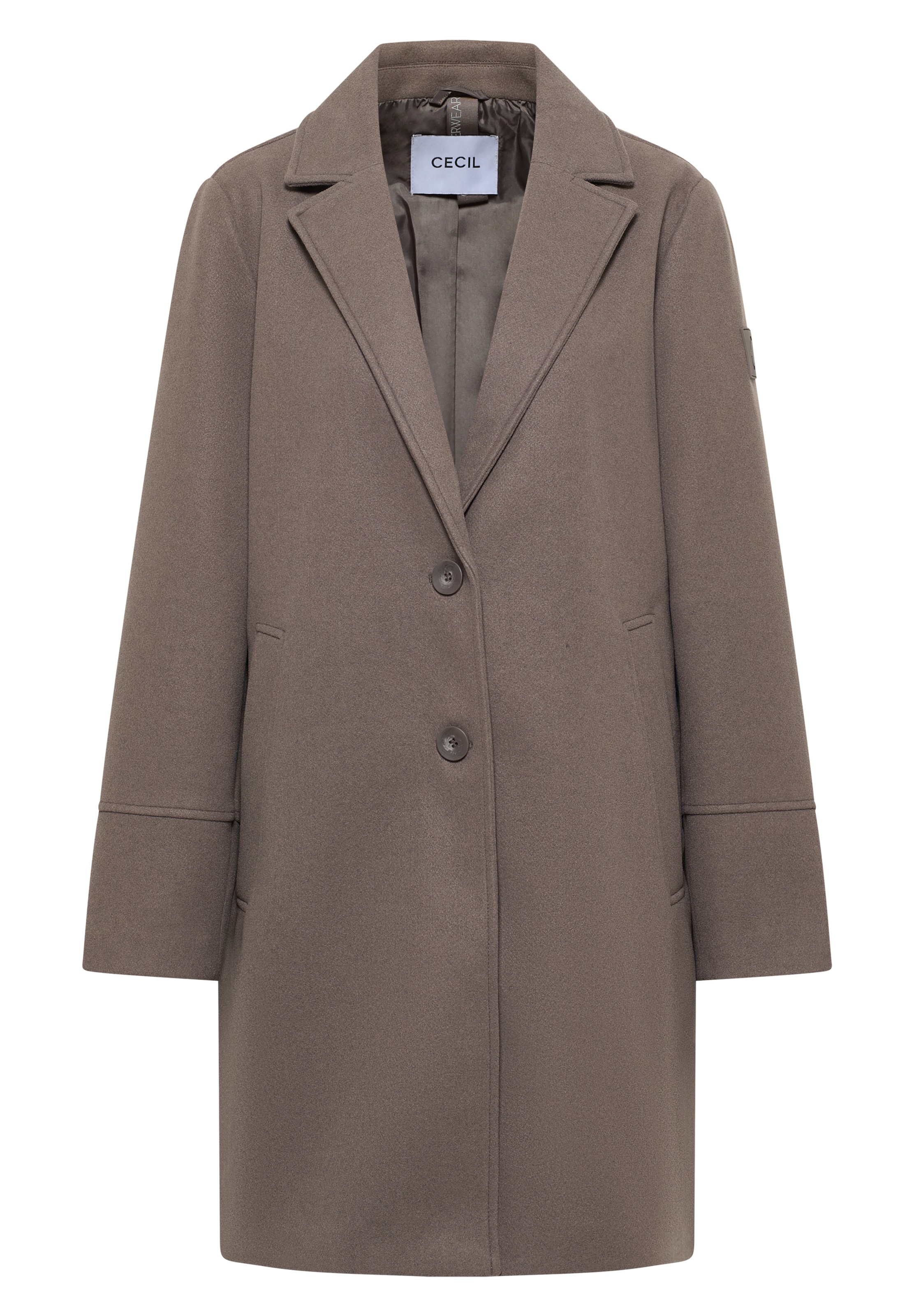 CECIL Between-Seasons Coat in Brown: front