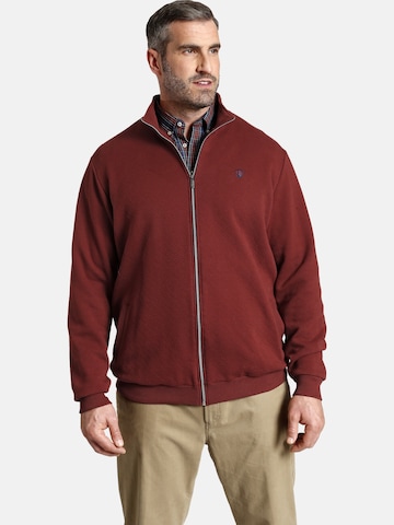 Charles Colby Zip-Up Hoodie in Red: front