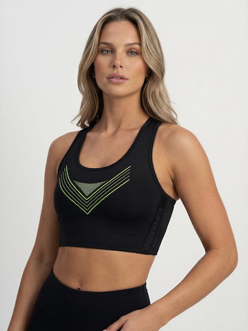 SUPERREBEL® GEAR - Bustier Sujetador deportivo 'BETTE' en negro: frente