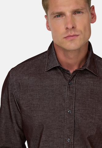 Boggi Milano Regular fit Overhemd in Bruin