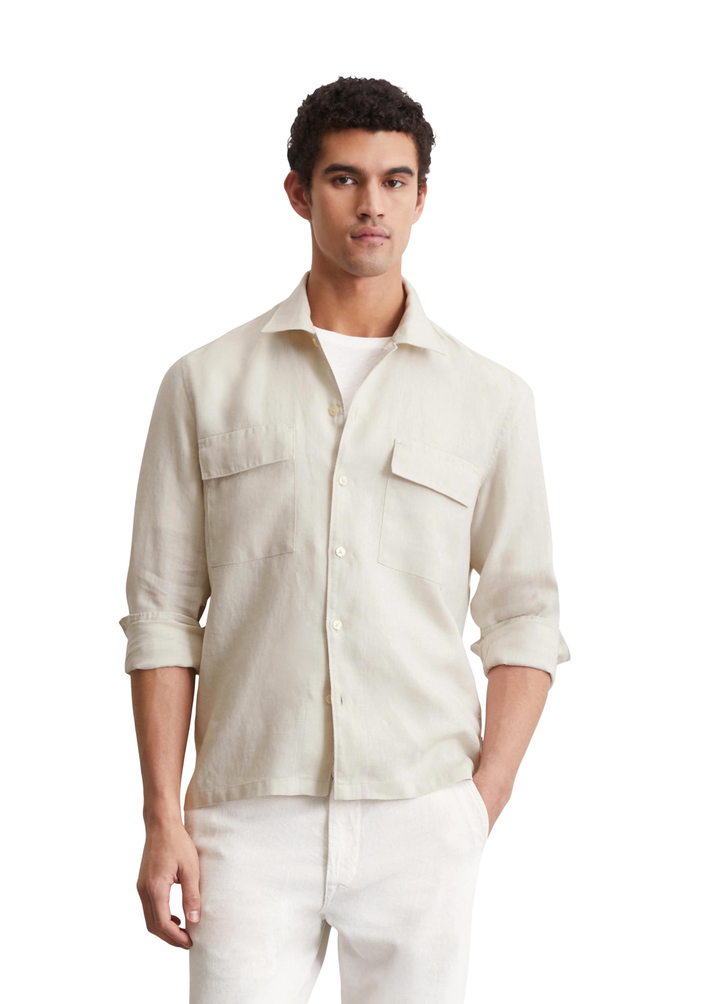 Marc O'Polo Regular fit Button Up Shirt in Beige: front
