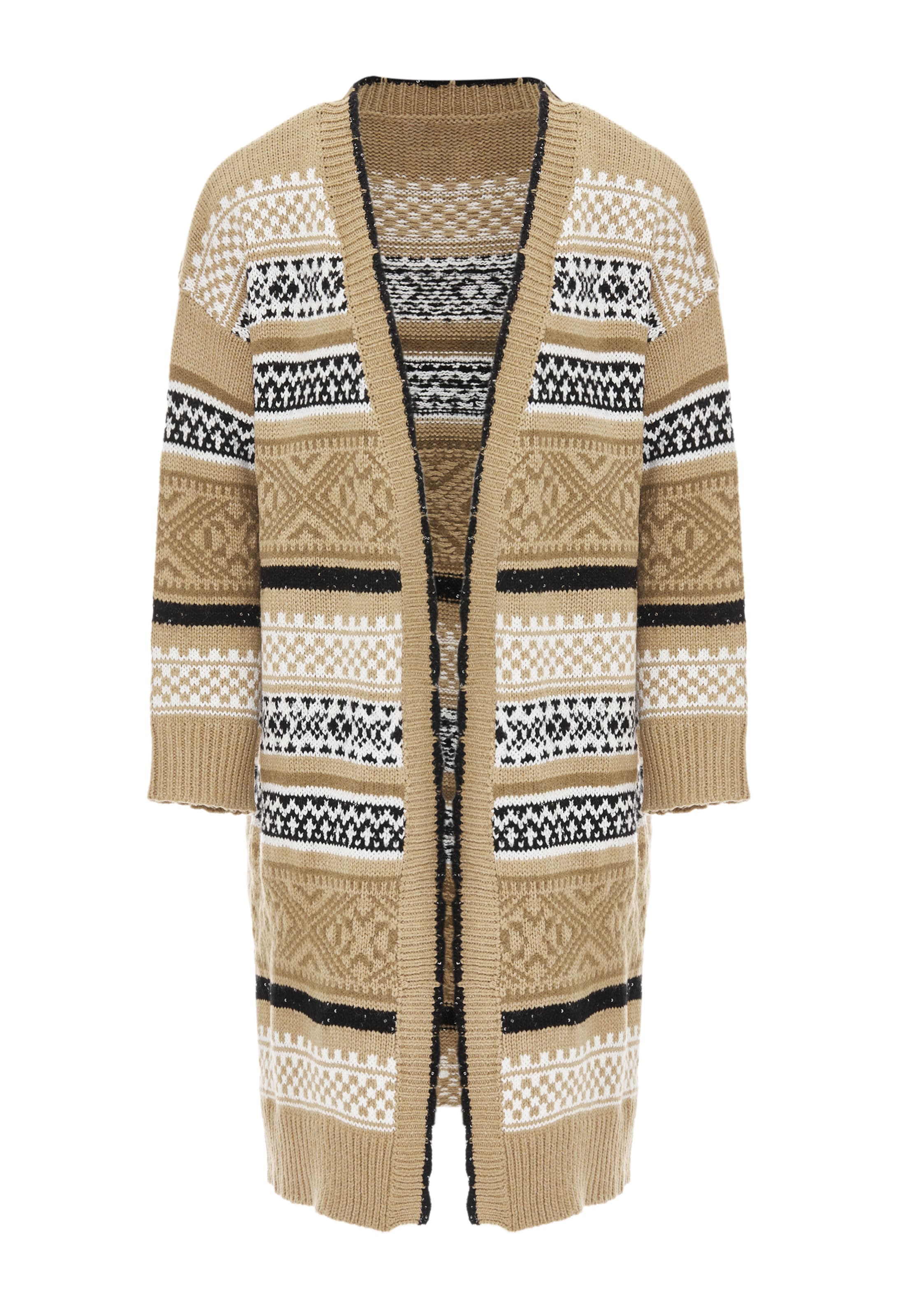 Geacă tricotată Jalene pe bej / bej închis / negru / alb, Vizualizare produs