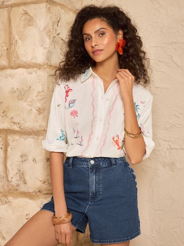 Regular Jean love & roses en bleu