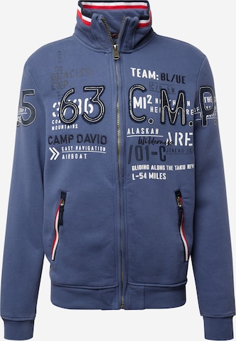 CAMP DAVID Sweatvest 'Alaska Ice Tour' in Blauw: voorkant