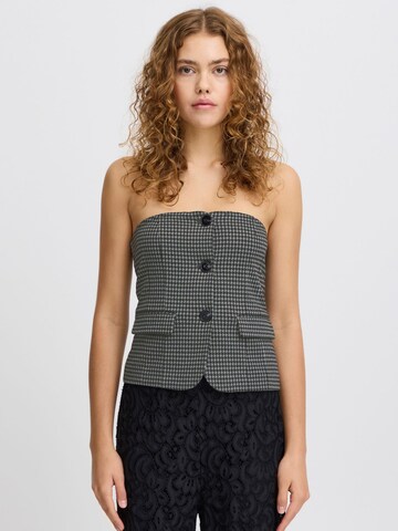 Gilet 'HOUNDSTOOTH' ICHI en noir : devant