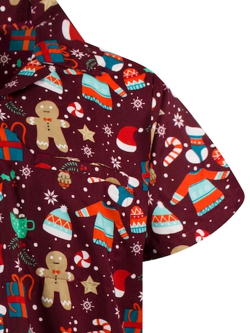 King Kameha Regular Fit Hemd 'Christmas Gingerbread'‌‌ in Rot