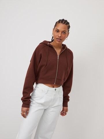 LeGer by Lena Gercke Zip-Up Hoodie 'Hester' in Brown: front